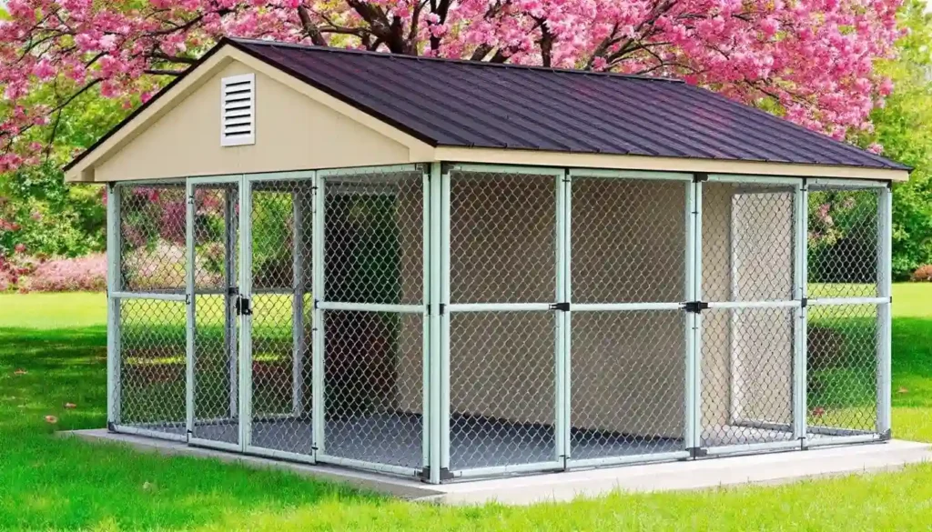 15 Clever Ways to Upgrade Your Dog Kennel With Verandah 8 Professional chain-link dog kennel with solid roof structure