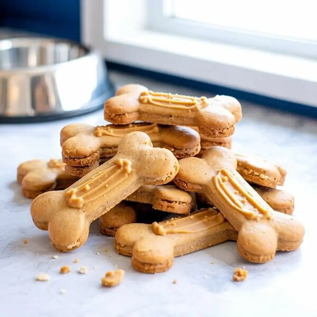 Peanut Butter Cookies for Dogs 1 a photograph of a pile of freshly baked