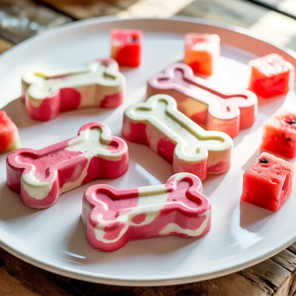 Frozen Watermelon & Yogurt Dog Treats (Easy Summer Pupsicles) 1 Frozen Watermelon & Yogurt Dog Treats
