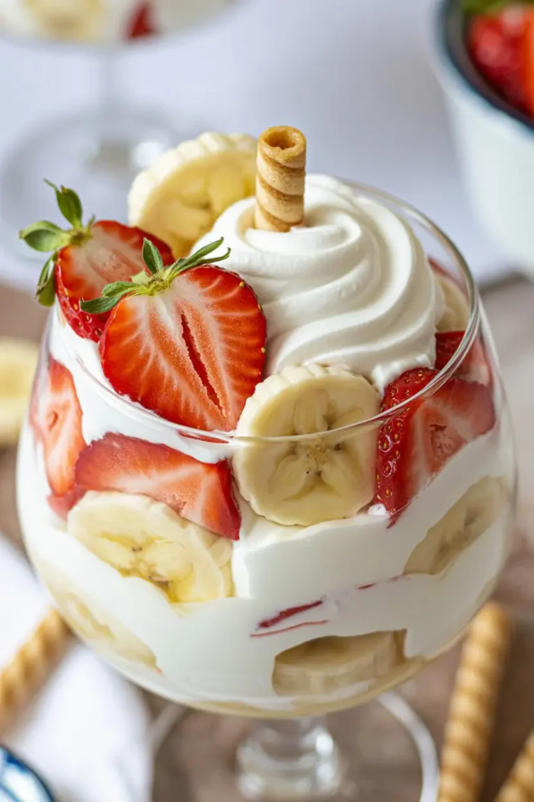 Creamy Banana Pudding with Strawberries Dessert