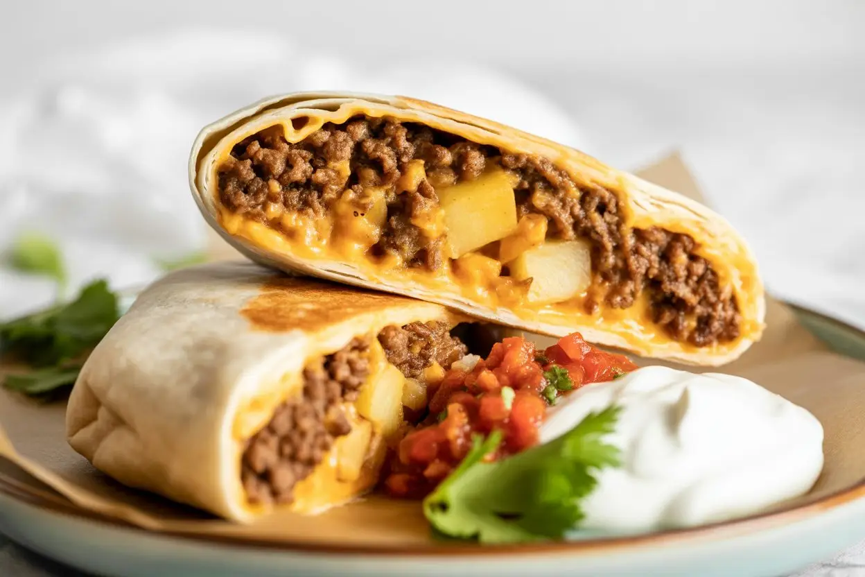 Cheesy Beef Potato Burritos 1 Recipe Image