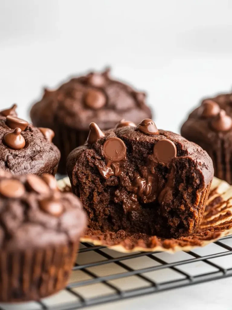 Healthy Double Chocolate Zucchini Muffins