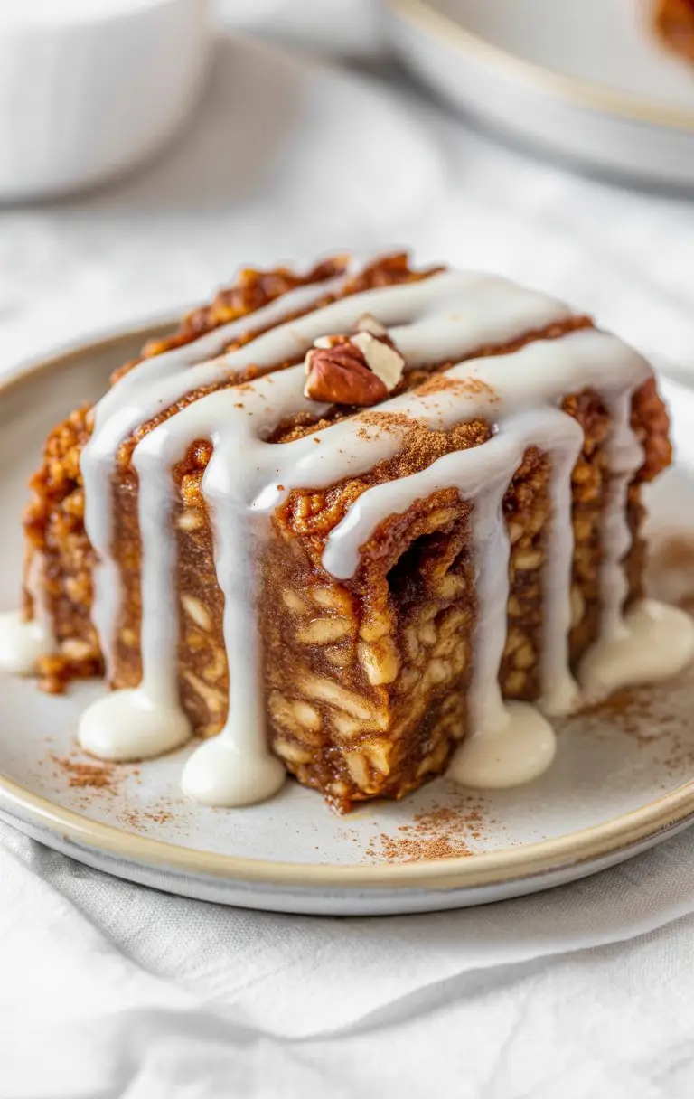 Healthy Sticky Cinnamon Roll Baked Oatmeal